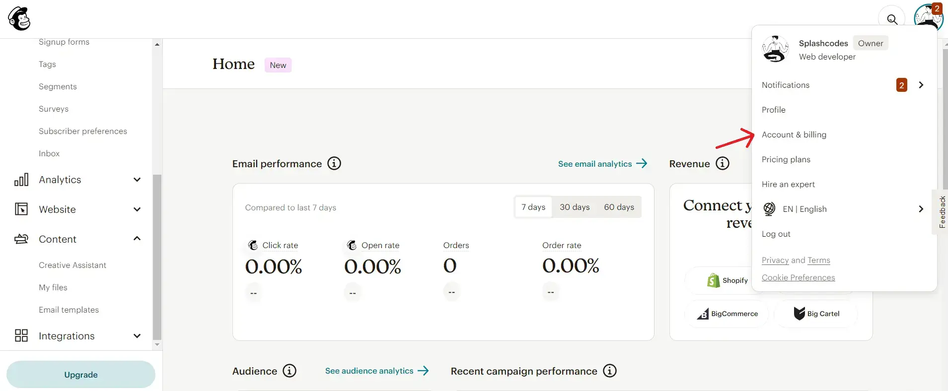MailChimp Account Billing